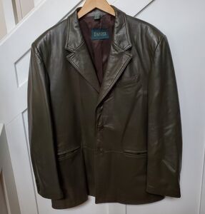 Dark Olive Green Leather Blazer
